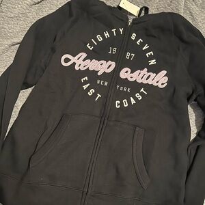 Aeropostale Black Hoodie with Purple Accents